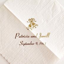 1961 Patricia &amp; Jerrill Wedding Napkin Unused Marriage September 9 Maine... - $371.04 MXN