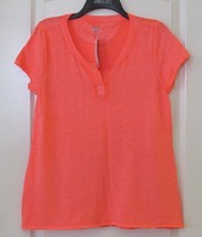 CK Calvin Klein Jeans Short Sleeve V-neck Top Peach Women s Sz M-L NWT M... - $267.44 MXN