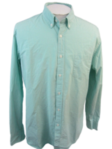 J CREW Men shirt dress long sleeve pit to pit 24 XL green white check cotton - £14.19 GBP