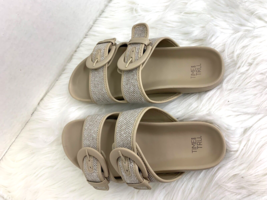 Time and Tru Womens Sz 6 Beige Khaki Slide Sandal Shoes Double buckle Sl... - £15.50 GBP