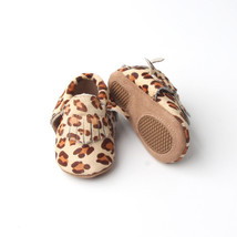 Leopard Baby Moccasins Leather Baby Shoes Toddler Shoes Loafers Multi-Color - £12.78 GBP