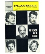 Playbill Absence of a Cello Premiere Performance 1964 Fred Clark Ruth White - £19.45 GBP