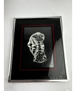 Vintage 1976 Rudy Droguett Kitten Cat “Reflections” Wall Art Metal Frame... - $23.33