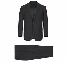 Men RENOIR Suit Solid Two Button Business Formal Classic Regular Fit 201-1 Black image 2
