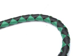 PU Leather Motorcycle Whip Get Back whip 1&quot; Ball &amp; Skulls 36&quot; GREEN / BLACK - £23.59 GBP