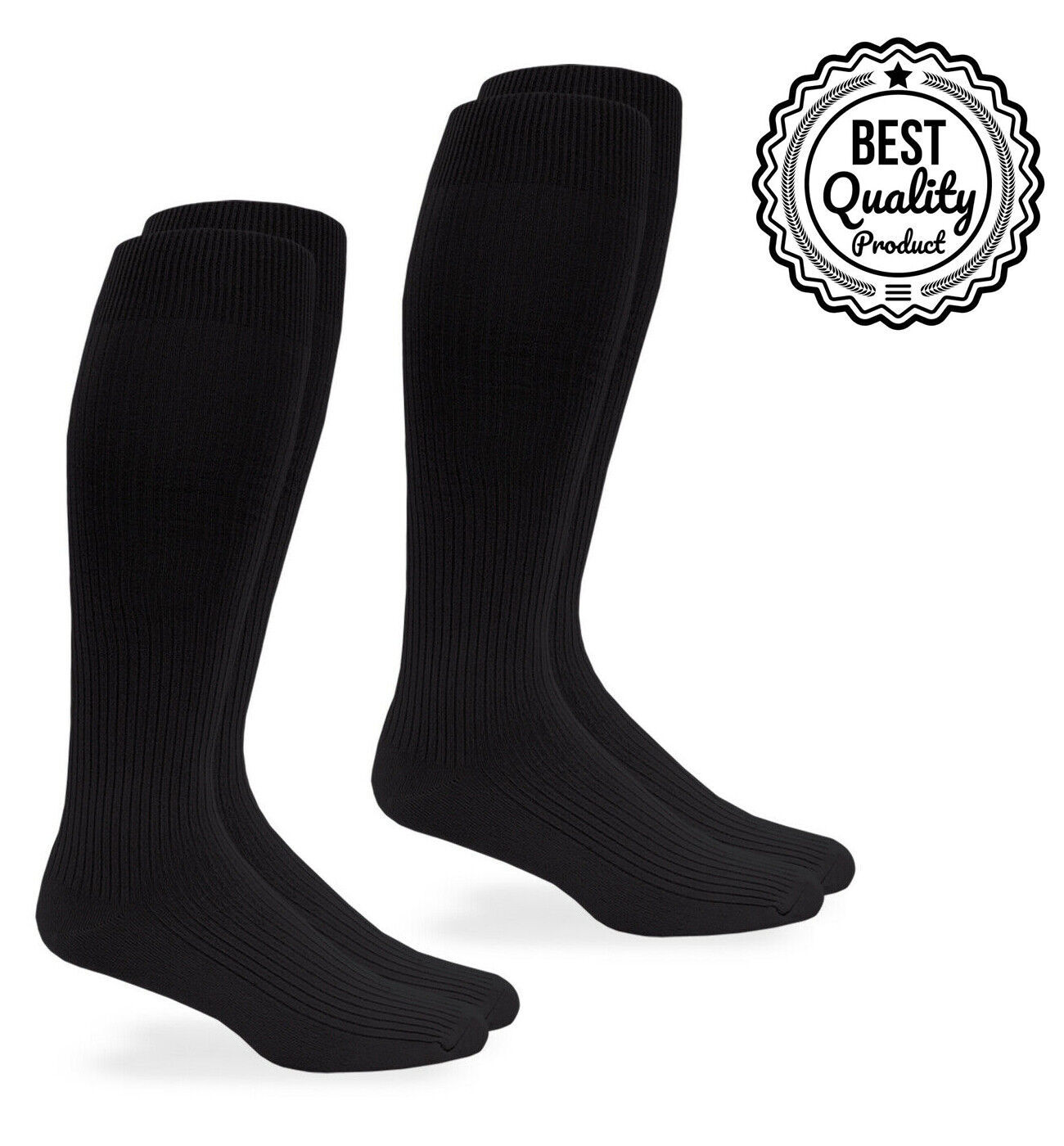 Jefferies Socks Mens Soft Nylon Ribbed Dress Tall Over the Calf Socks 2 ... - $11.99