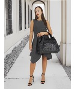 Woven Braided Pattern Black Leather Large Handbag Handmade In Italy - $120.00