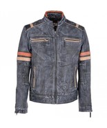 The Asphalt Relic Distressed Grey Leather Jacket for Men Vintage Moto Vibe Racer - $139.99 - $169.99