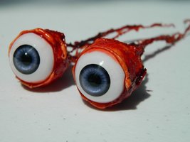 Dead Head Props Pair of Realistic Life Size Bloody Ripped Out Eyeballs -... - $29.99