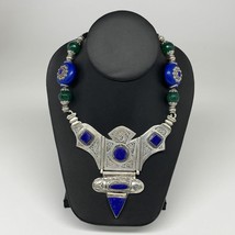 Turkmen Necklace Antique Afghan Tribal Blue Lapis Lazuli ATS V-Neck, Necklace T4 - £23.95 GBP
