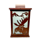 Large Brown Moose Candle Holder Lantern Lodge Cabin - $29.69