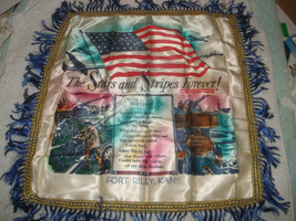 Vintage WWII Era Stars and Stripes Fringed Satin Pillow Case Cover Fort ... - £15.78 GBP