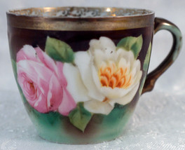 Lovely Cup with Hand Painted Pink &amp; White Roses Marked Royal Vienna - $25.99