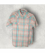 Vtg Wrangler Wrancher Shirt Short Sleeve Pearl Snap Button Plaid Western... - $317.03 MXN