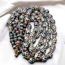 Black Skunk Venetian African Trade Beads Dotted Beads EAST OASIS Collection - £36.52 GBP