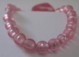 Girls Pink Beads Stretch Bracelet with Heart Charm - £3.28 GBP