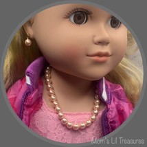 Light Pink Pearl Necklace and Matching Earrings Set • 18 inch Doll Jewelry - £7.66 GBP