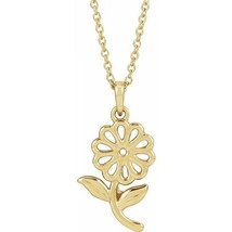 Authenticity Guarantee 
14k Yellow Gold Flower Ladies Necklace - £462.74 GBP