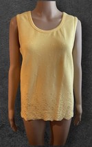 New Women’s Basic Editions Embroidery Eyelet Tank Top Medium Yellow Vint... - $20.49