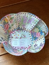 Vintage Handmade Floral Crocheted Paper Basket Bowl W The Lord Is My Strength An - £9.02 GBP