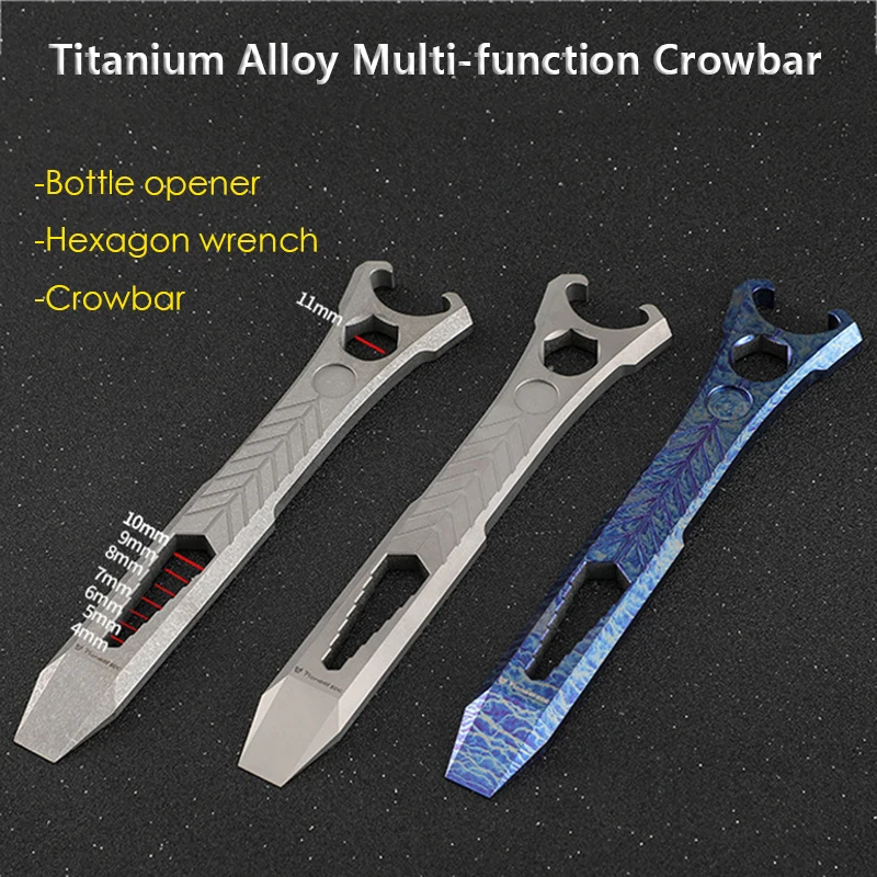 Titanium Alloy EDC Crowbar Bottle Opener Hexagon Wrench Outdoor Survival Self - £25.62 GBP+