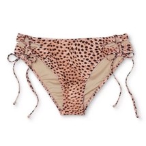 Shade &amp; Shore Animal Print Cheeky Lace Up Hipster Bikini Bottom Bathing Swim S M - £9.98 GBP