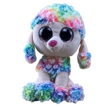 TY Beanie Boos Rainbow Poodle Dog Puppy Pink Glitter Eyes Plush Stuffed Toy 6&quot; - £11.76 GBP