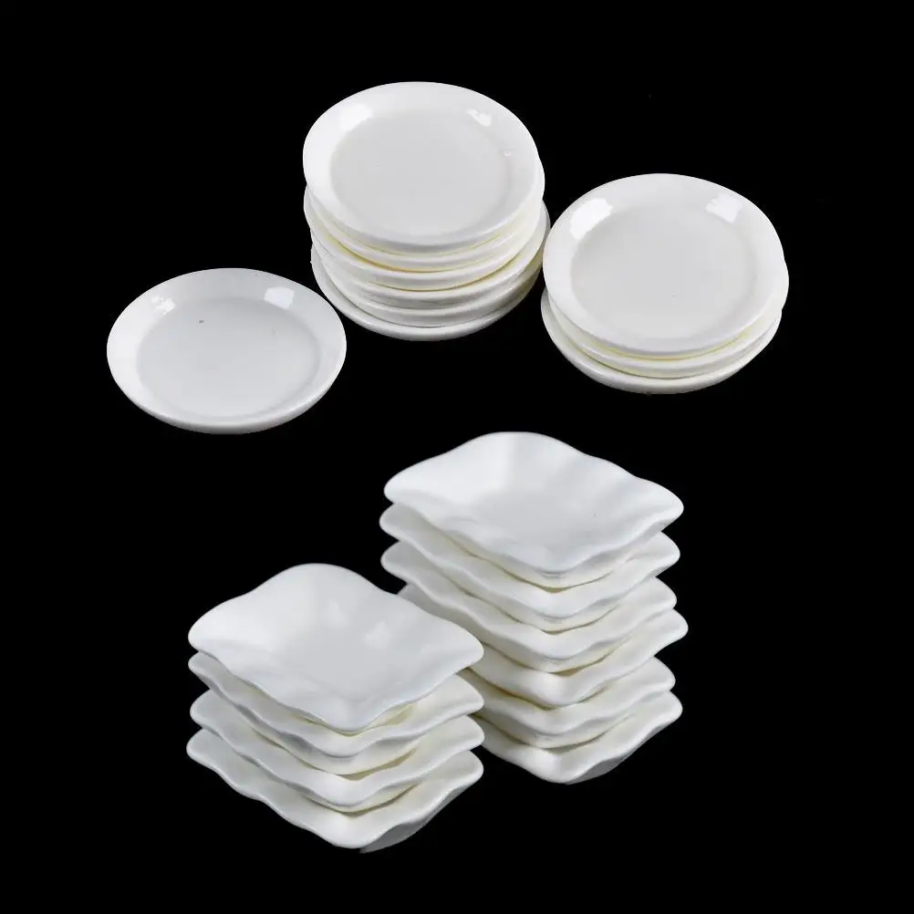 10Pcs Kitchen Toys Doll House Trays Plates Doll Durable Mini Food White ... - £6.18 GBP