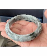 7 " Handcrafted Genuine Burmese Jade Natural Color Women Bangle Bracelet - $58.41