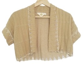 $128 Anthropologie Gold Metalic Sweater Small Medium Bolero 2 4 6 8 Topp... - $46.50 CAD