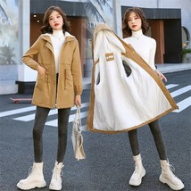 Winter Mid-length Hooded Fleece Lined Coat Women Warm Parka Thicken Outwear Casu - £54.75 GBP