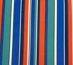 Outdura Canvas Stripe Orange Pacific Blue Outdoor Furniture Fabric By Yard 54&quot;W - £12.78 GBP