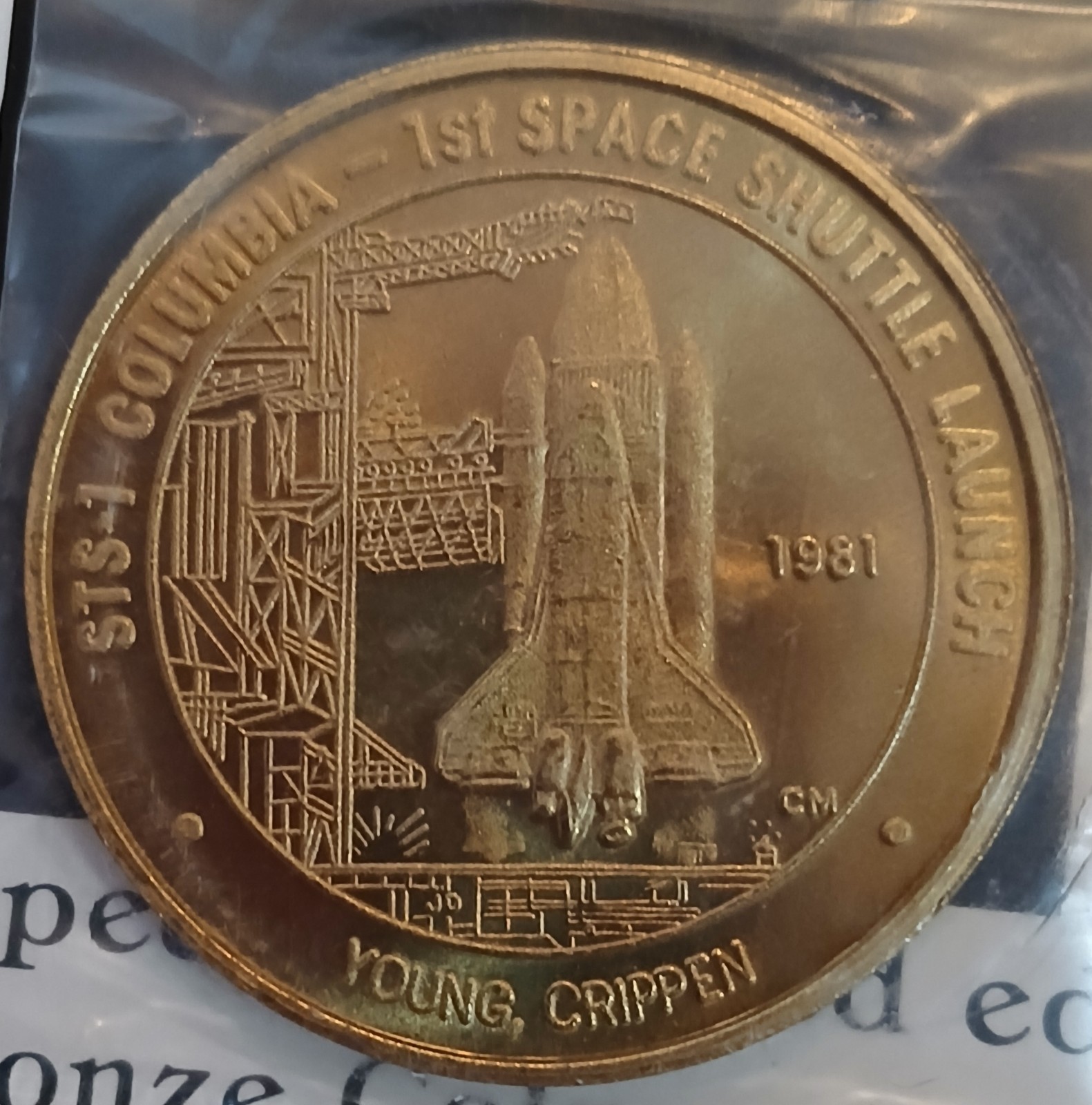 1981 STS-1 COLUMBIA SPACE SHUTTLE LAUNCH. NASA SOUVENIR MEDAL. CHARLESTO... - $7.99