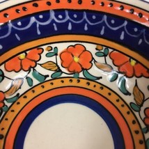 Hand-Painted Bowls Mexico Blue Orange White Black Floral Soup Cereal Salad 6&quot; 2&quot; - £19.54 GBP