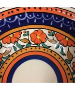 Hand-Painted Bowls Mexico Blue Orange White Black Floral Soup Cereal Sal... - £19.46 GBP