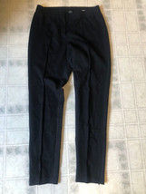Talbots Cotton Ponte Knit Pants Black pull on Flat Front Seamed Trouser Medium - £21.93 GBP