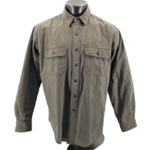 LL Bean Vintage Faded Grey Tent Cloth Button Shirt Flannel Plaid Lined L - $41.88