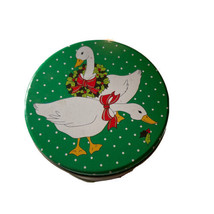 Christmas Ducks Round Paper Coasters Tin Set Of 48 Vintage 1990s Holly Polka Dot - £7.60 GBP