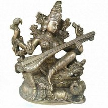 Goddess Saraswati Statue Antique Style Brass Handcrafted Figure Indian craft - £219.27 GBP