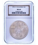 1992-D Columbus Commemorative Silver $1 Graded by NGC as MS-69 - $1,756.71 MXN