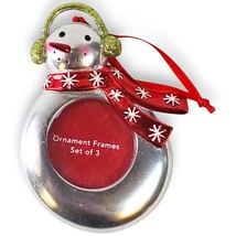 St. Nicholas Square 2010 Snowman Photo Frame Christmas Ornament Silvertone - $7.99