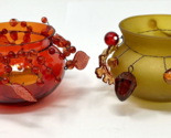 Vintage Red Glass Votive Holders with Red Berries and Leaves - $16.14