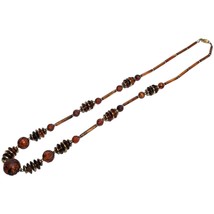 Eclectic Boho Brown Earth Tone Discs &amp; Round Beaded 26in Necklace Womens... - $12.86