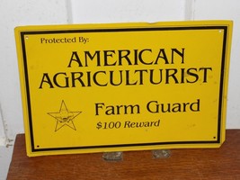 Vintage Protected BY American Agriculturist Farm Gard Tin Sign - $1,199.48 MXN