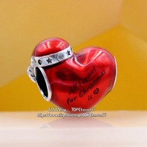 2022 Winter 925 Sterling Silver Moments Metallic Red Christmas Heart Charm - £13.70 GBP