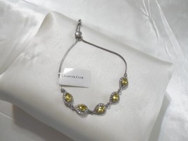 Charter Club Silver Tone 7&quot;-10&quot;Jonquil Crystal &amp; Stone Slider Bracelet Y... - £11.50 GBP