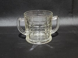 Vintage Marked Hazel Atlas Depression Era Colonial Block Glass Open Sugar Bowl - £9.99 GBP