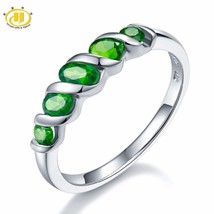Wedding Rings Natural Diopside Ring Pure 925 Sterling Silver 5-stone Fine Jewelr - £42.78 GBP