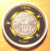 $100. PLAYBOY CASINO CHIP - 1981 - ATLANTIC CITY, New Jersey - Yellow - $34.95