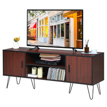 59&quot; Retro Wooden TV Stand for TVs up to 65&quot; Flat Media Console w/ 2 Cable Holes - £131.06 GBP